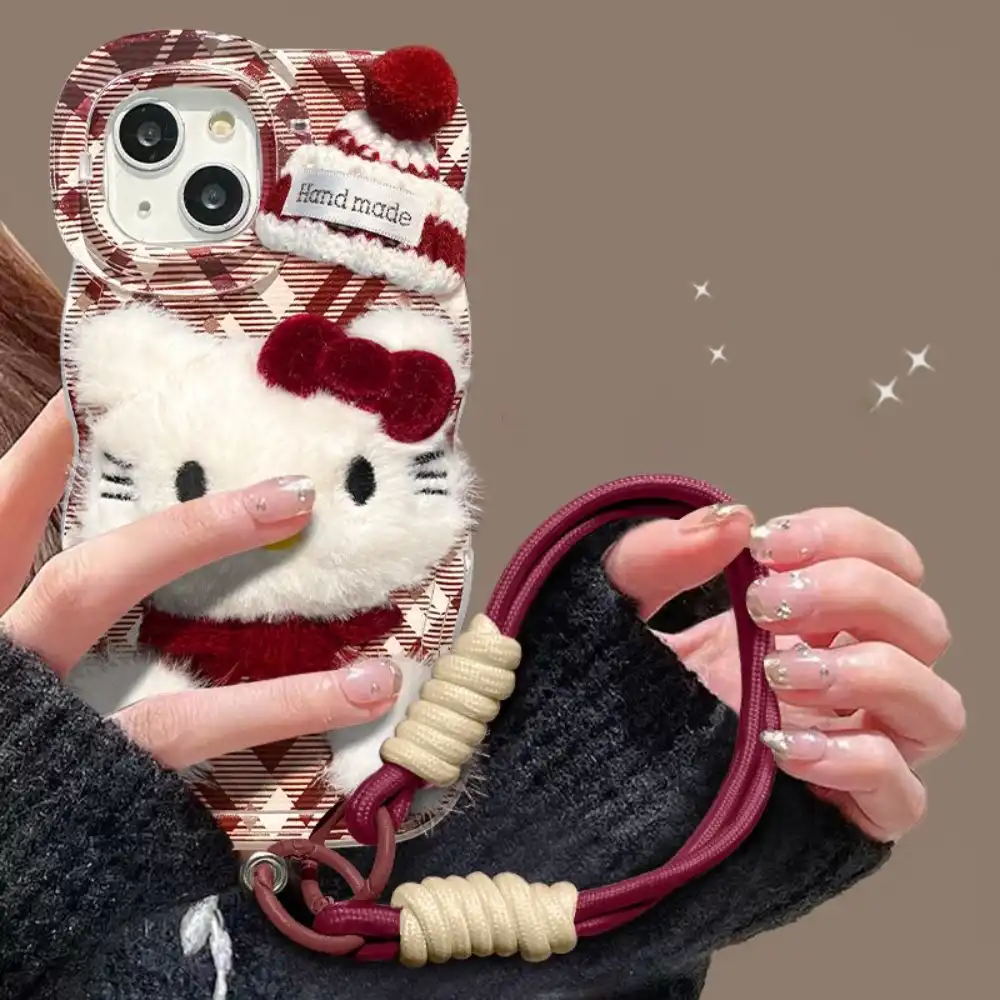 Cute 3D Plush Kitty Doll Phone Case for iPhone