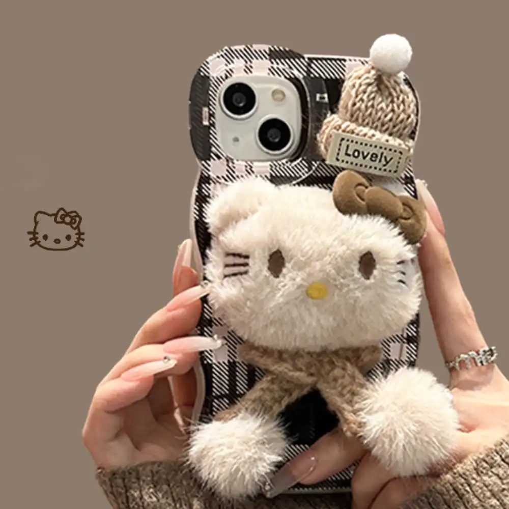 Cute 3D Plush Kitty Doll Phone Case for iPhone