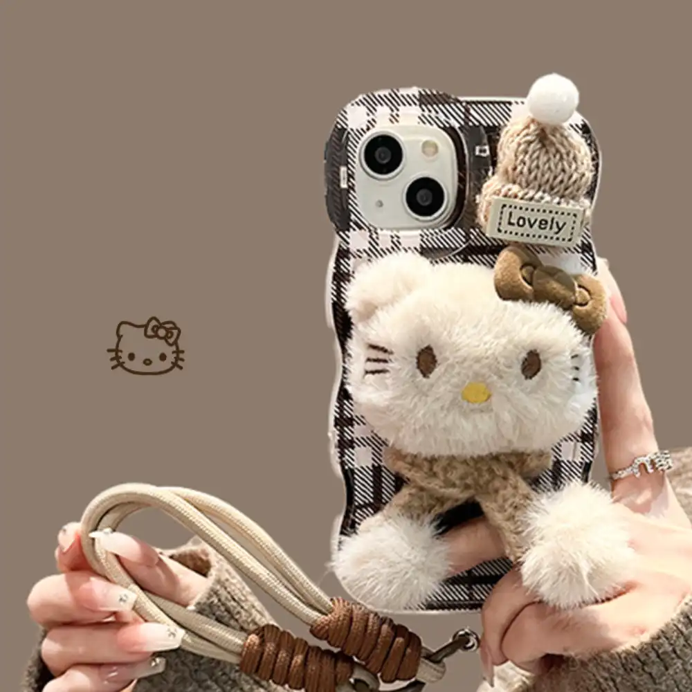 Cute 3D Plush Kitty Doll Phone Case for iPhone