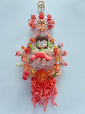 IMG20260504172132_final_v2.jpg Handmade Floral Charm Wreath with Cute Character, Bag Charm, Room Decor, Unique Gift for Her, 12 Inch Decorative Accessory