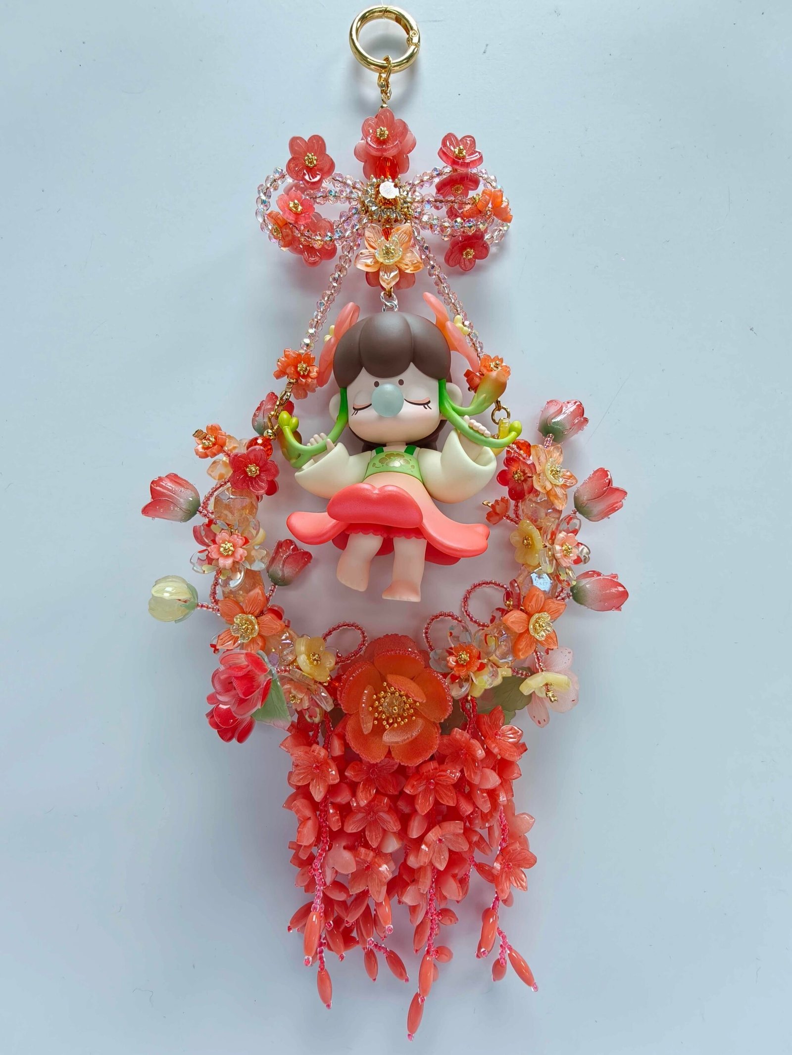 IMG20260504172132_final_v2.jpg Handmade Floral Charm Wreath with Cute Character, Bag Charm, Room Decor, Unique Gift for Her, 12 Inch Decorative Accessory