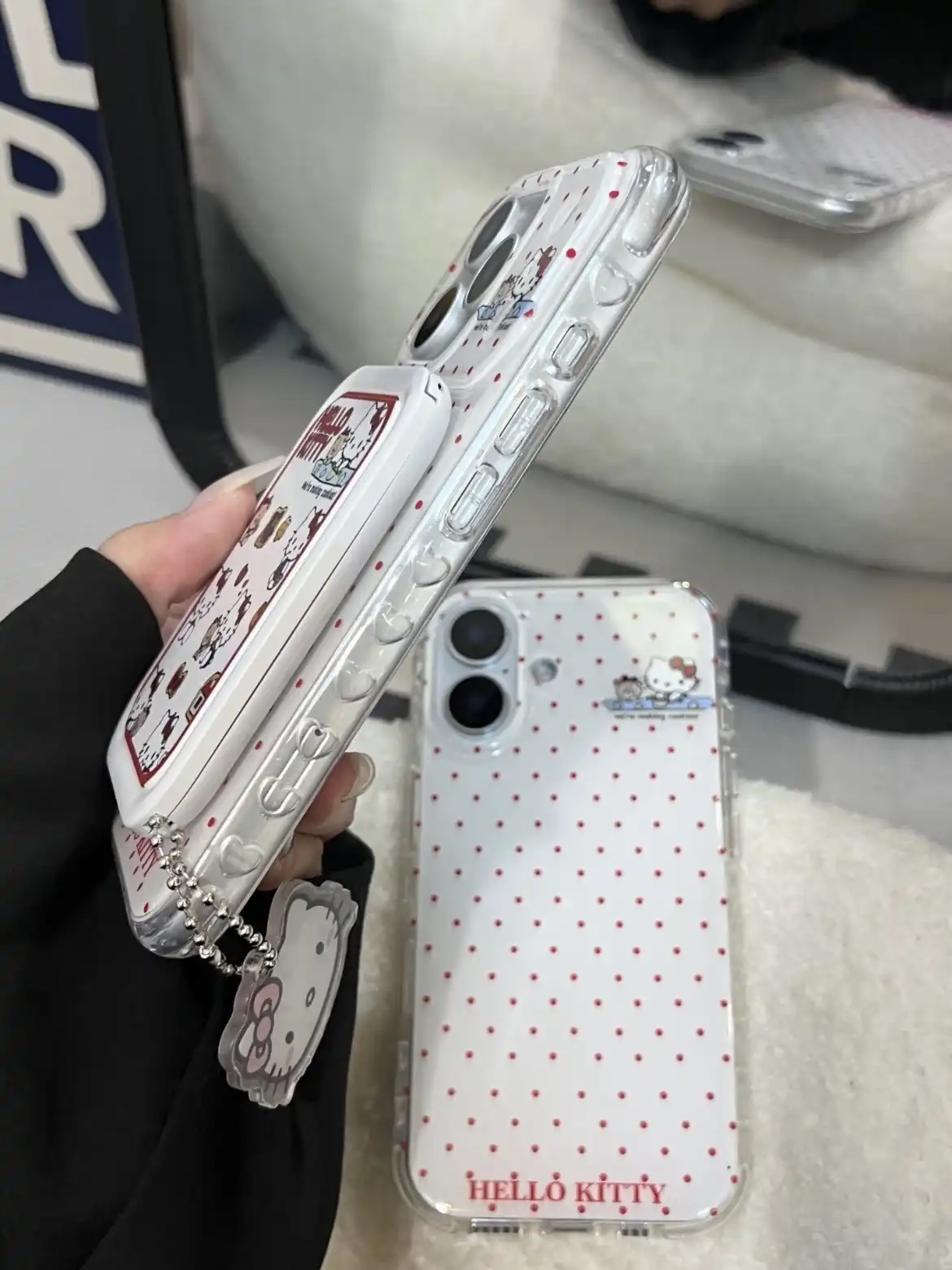 Kitty iPhone Case With Makeup Mirror and Comb Stand Back Cover