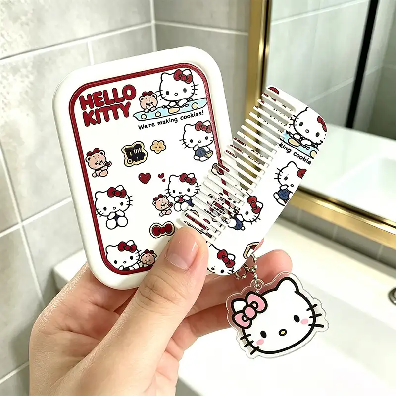 Kitty iPhone Case With Makeup Mirror and Comb Stand Back Cover