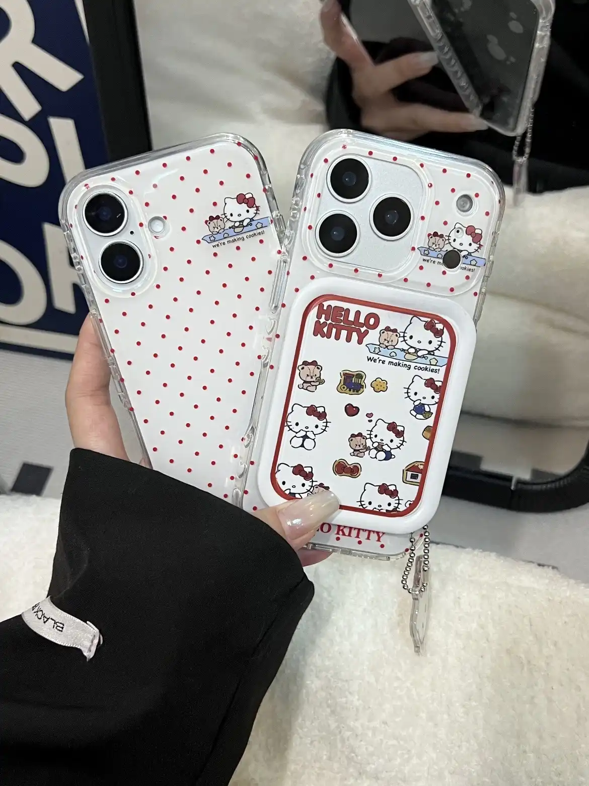 Kitty iPhone Case With Makeup Mirror and Comb Stand Back Cover