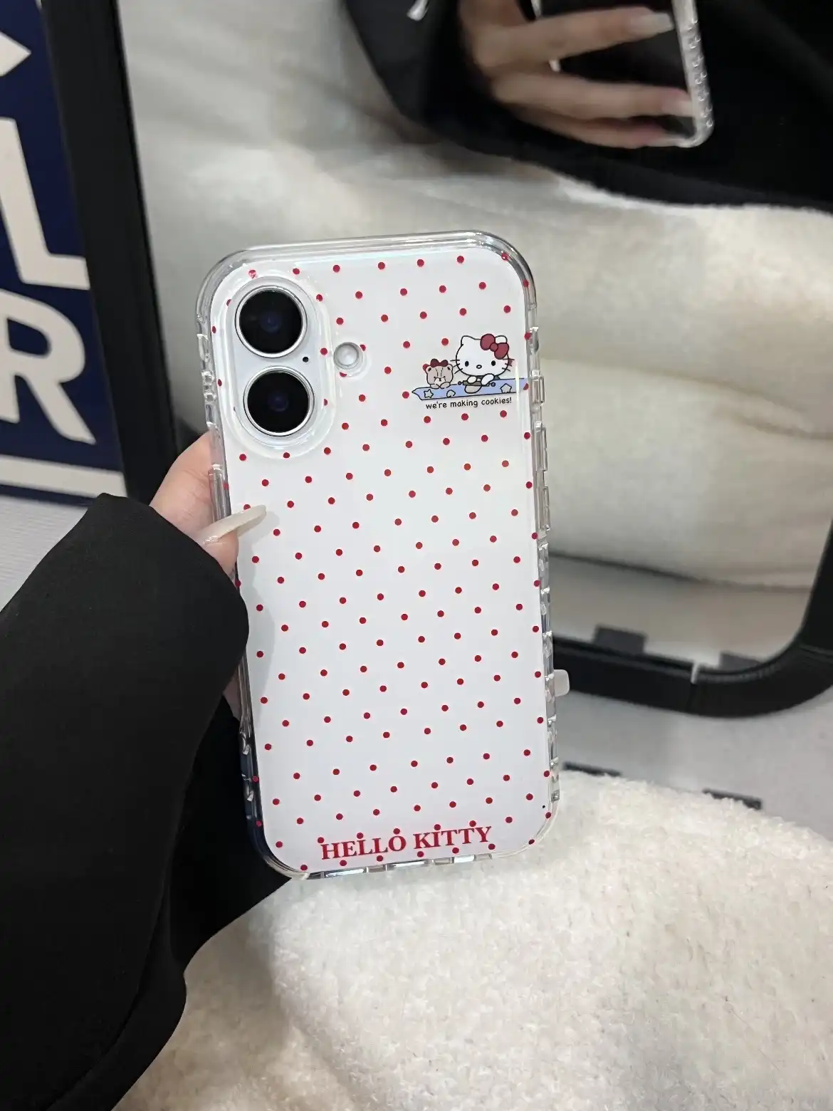 Kitty iPhone Case With Makeup Mirror and Comb Stand Back Cover
