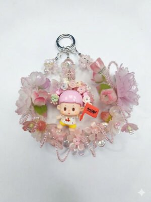 ab345147cbc8b9e6ddad7c6d63967d2e.jpg Handmade Pink Flag Floral Doll Charm | Kawaii Bag Keychain Car Mirror Pendant Gift
