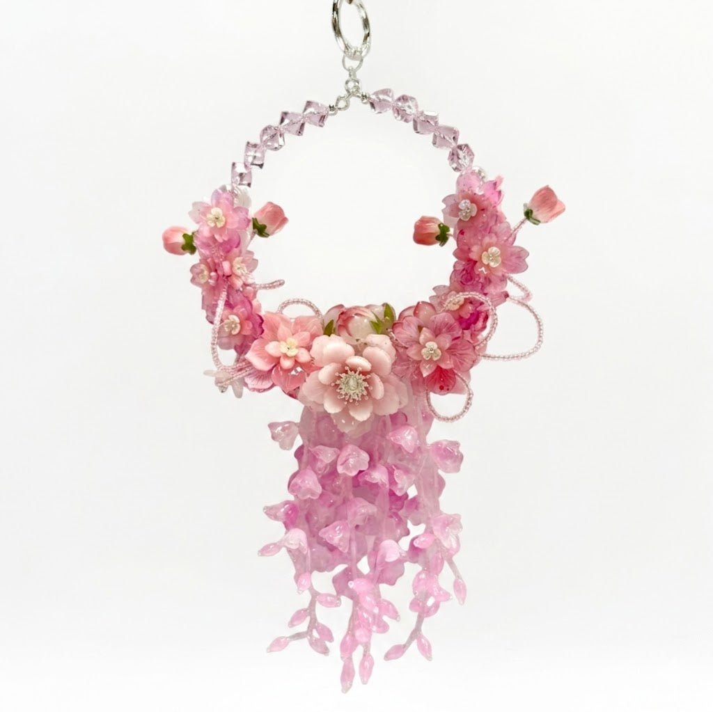 ac693bc5-43bf-49c2-9ba8-587384087d90.jpg Handmade Pink Doll Floral Charm | Kawaii Doll Bag Keychain | Car Mirror Pendant | Cute Coquette Gift