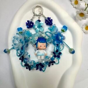 c1485b29730e779c3a11099d5301722f.jpg Handmade Blue Floral Wreath Charm | Kawaii Boy Doll Car Mirror Pendant | Ocean Room Decor Gift