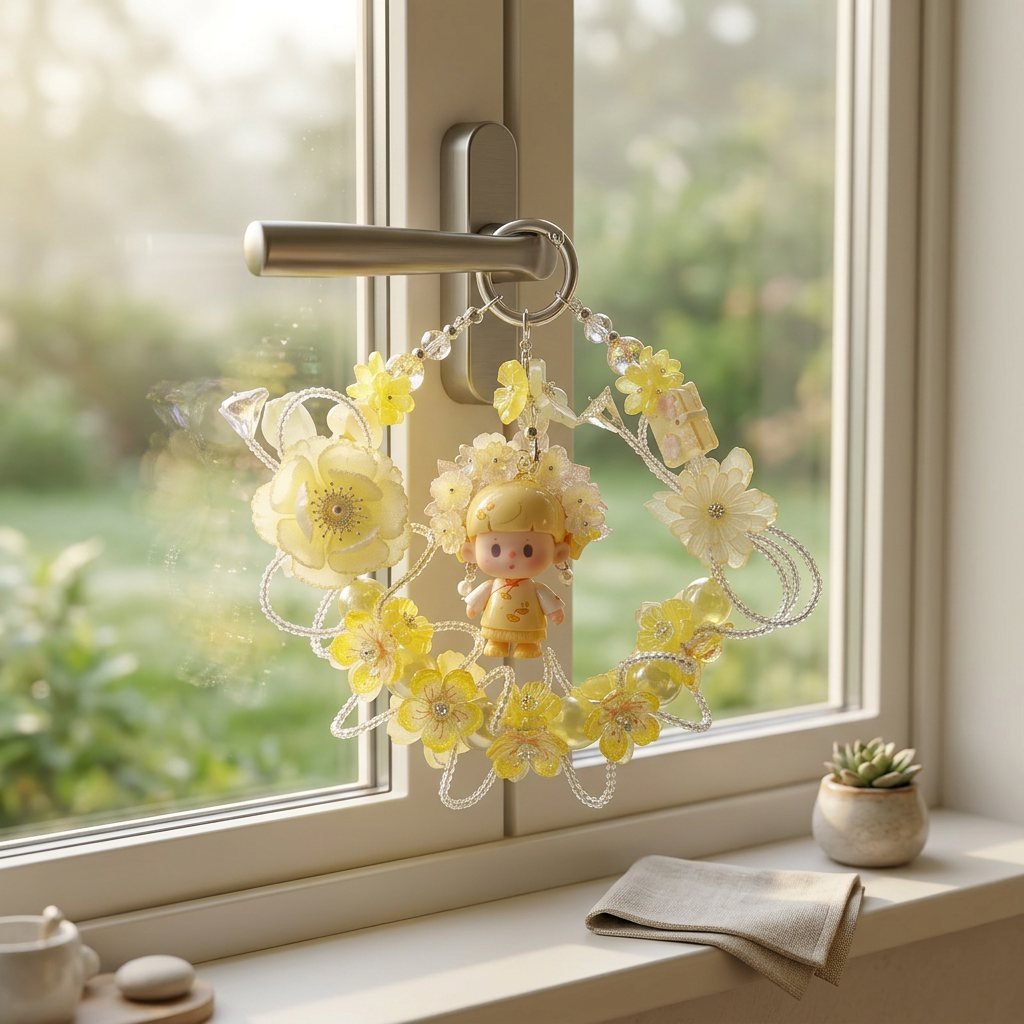 cce57d20dd7d9830f1d064a4b7b236c0.jpg Handmade Yellow Hair Floral Doll Charm | Sunny Kawaii Bag Keychain Car Mirror Pendant