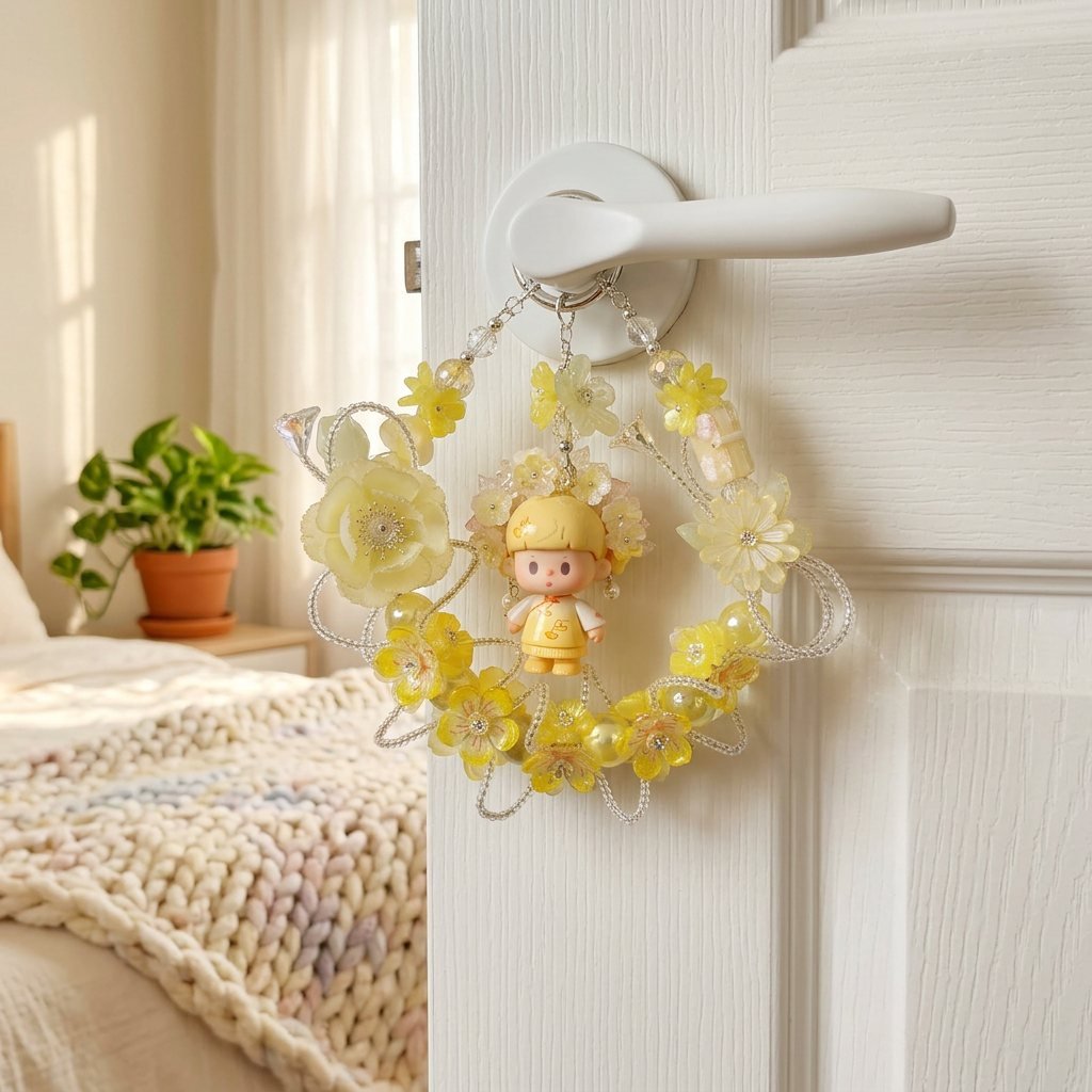 d9abd1ee0369252d3144837fd1c65429.jpg Handmade Yellow Hair Floral Doll Charm | Sunny Kawaii Bag Keychain Car Mirror Pendant