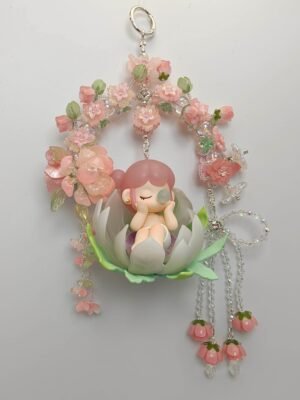 img2.jpg Handmade Chinese Fairy Bag Charm - Lotus Doll & Crystal Floral Wreath