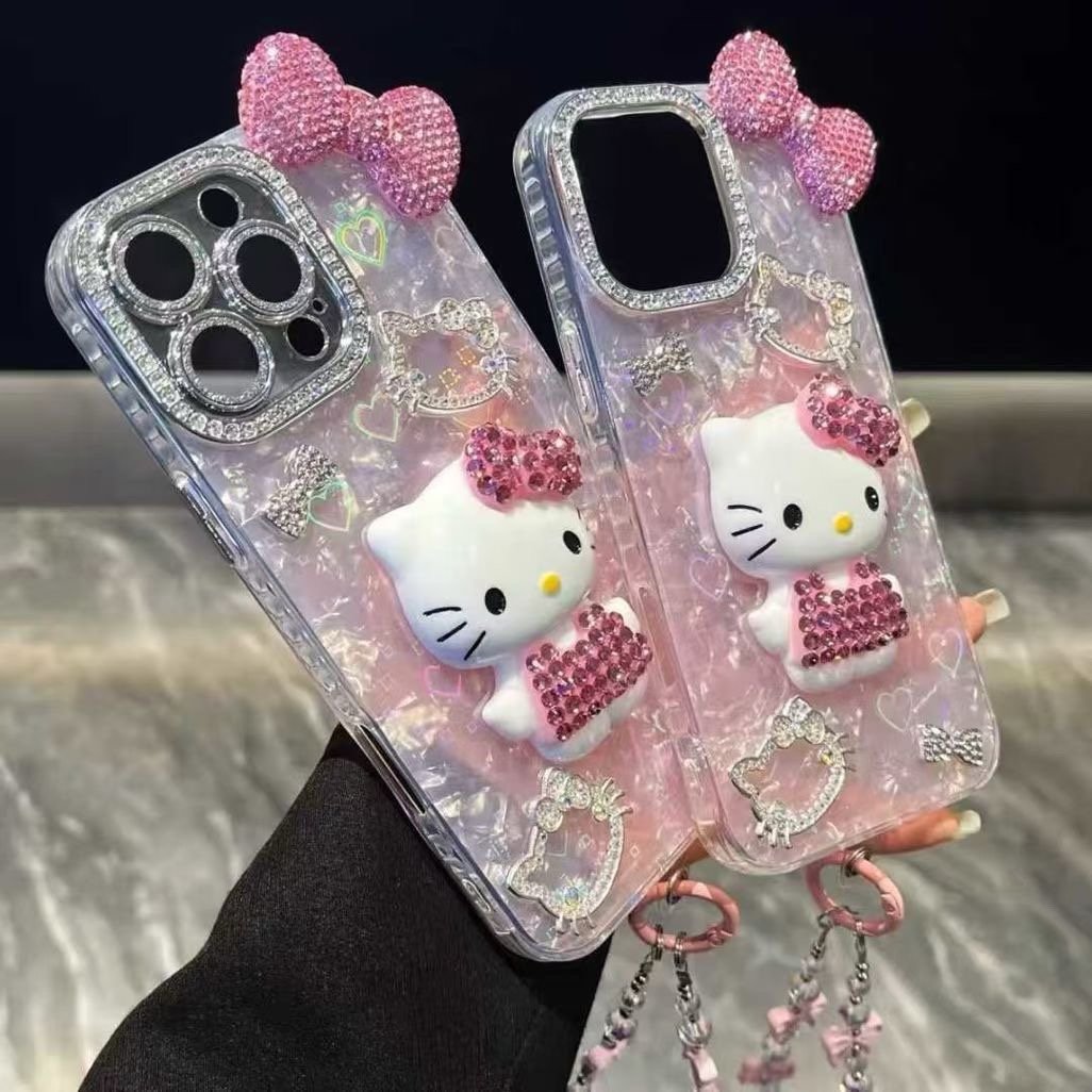 img_8988 Cartoon Diamond 3D Bow Kitty iPhone Case Bling Glitter Clear Back Cover With Phone Charm