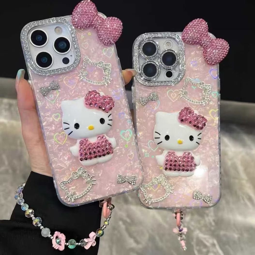 img_8989 Cartoon Diamond 3D Bow Kitty iPhone Case Bling Glitter Clear Back Cover With Phone Charm