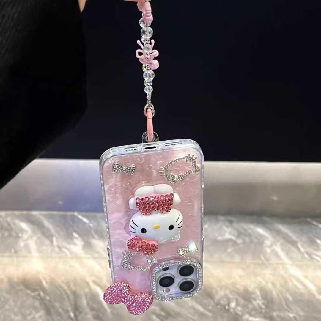 img_8993 Cartoon Diamond 3D Bow Kitty iPhone Case Bling Glitter Clear Back Cover With Phone Charm