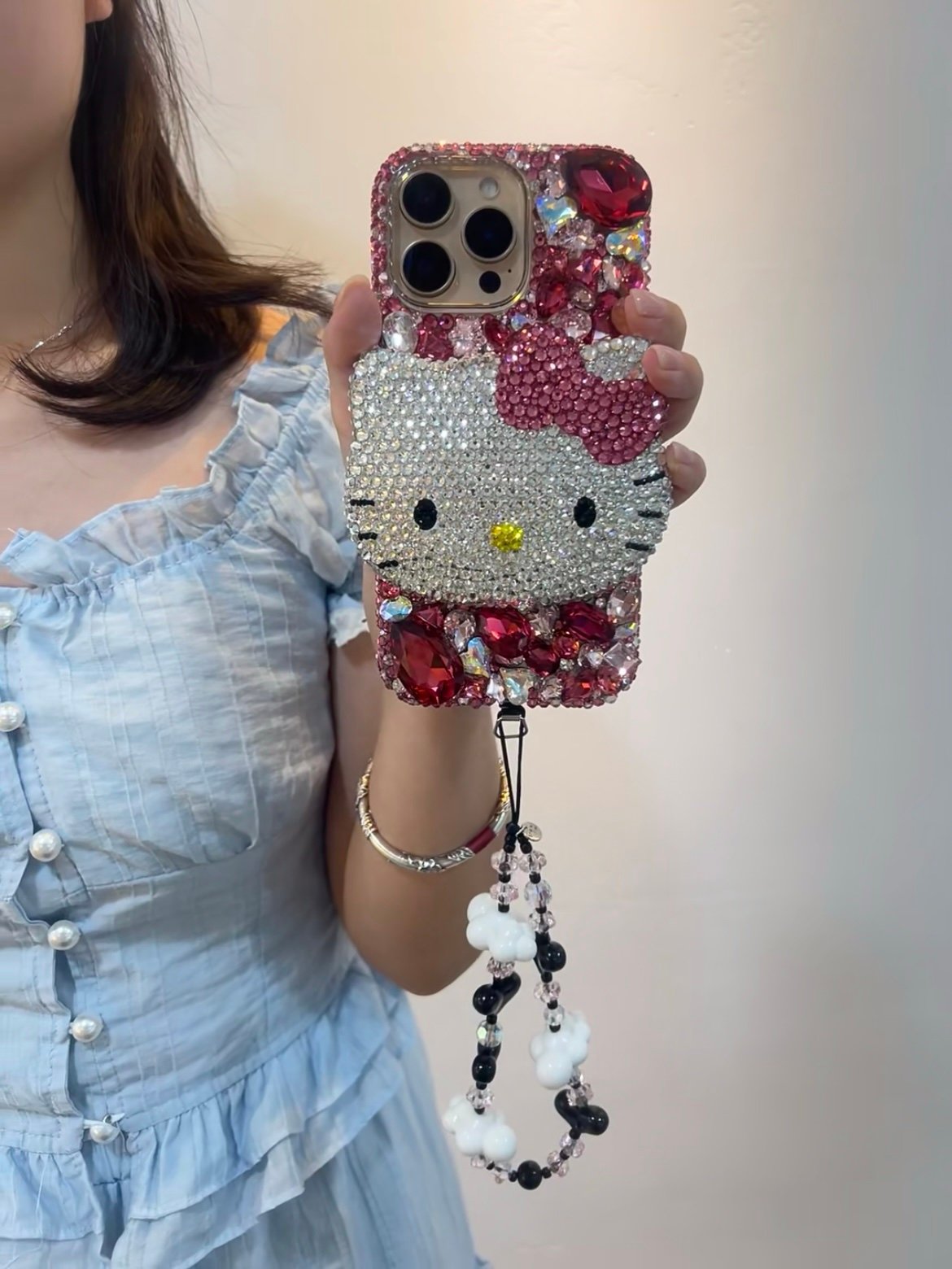 screenshot-3 Diamond iPhone Case Glitter 3D Kitty With Bow Back Cover