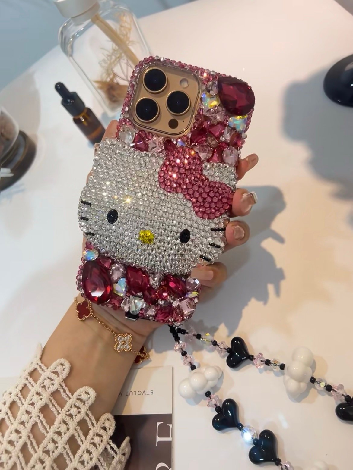 screenshot-4 Diamond iPhone Case Glitter 3D Kitty With Bow Back Cover