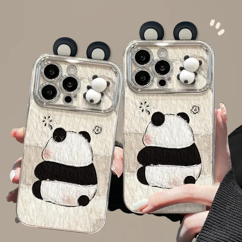 panda iPhone case00005 Panda iPhone Case Back Cover With Makeup Mirror Stand
