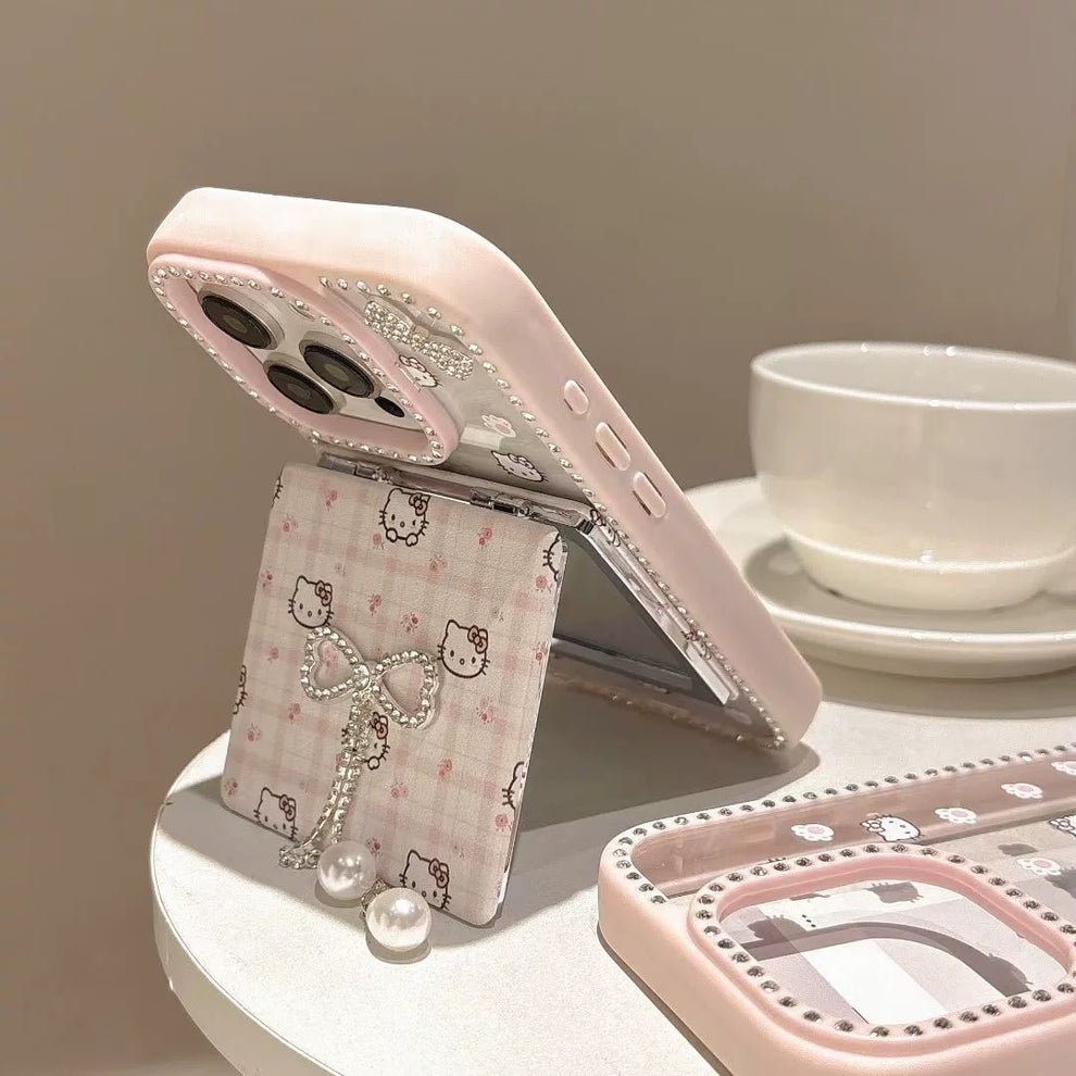rn-image_picker_lib_temp_10d61a7a-48d0-4707-871e-2e4864423a05.jpg Pink Kitty Bow Phone Case with Mirror Holder