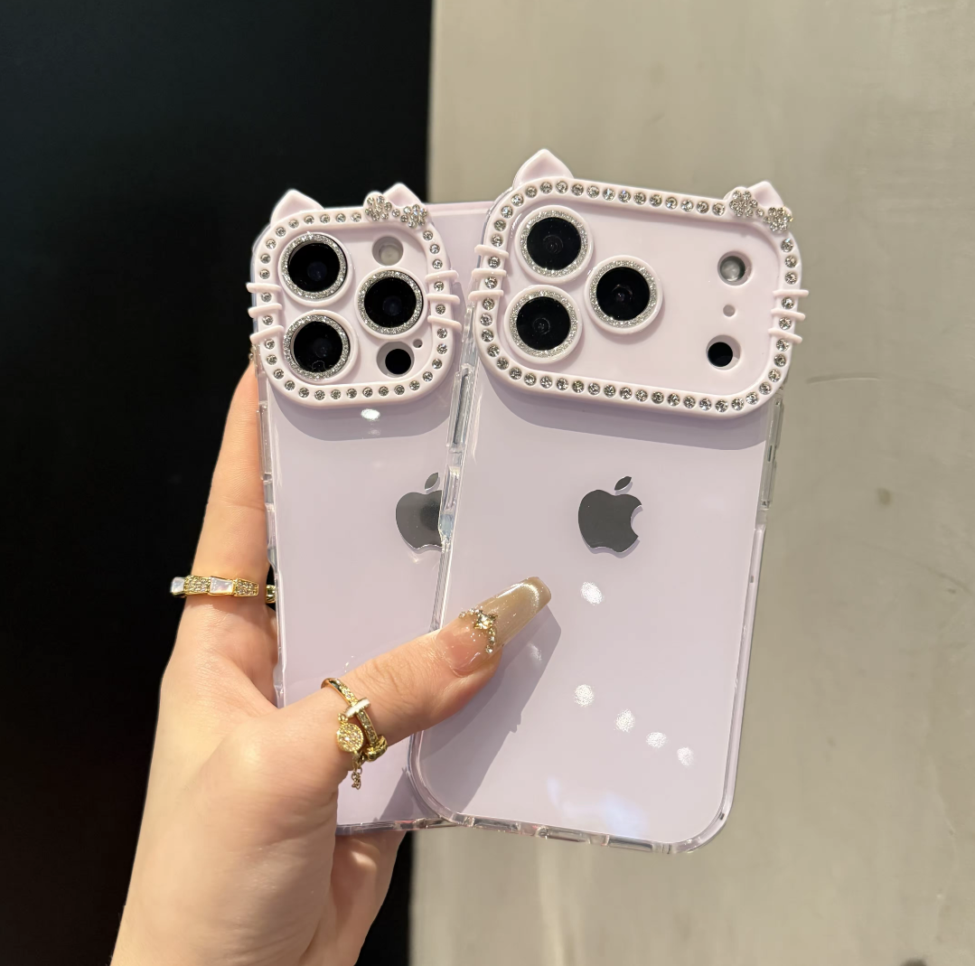 Kitty Rhinestone iPhone Case - Full Protection