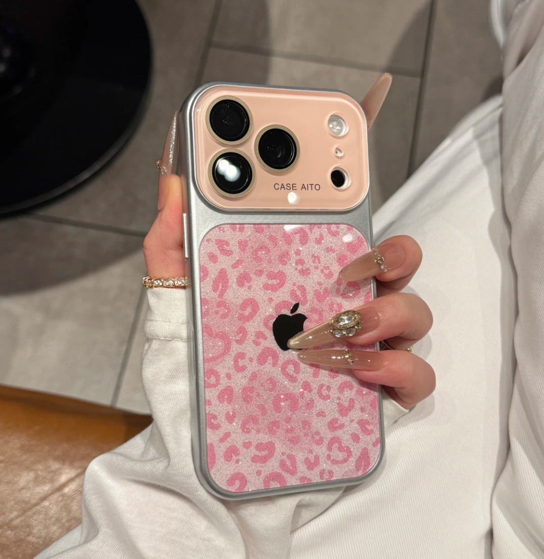 rn-image_picker_lib_temp_5f0a0da2-13a6-447f-9381-30ab3b8749eb.png Glitter Heart Leopard iPhone Case