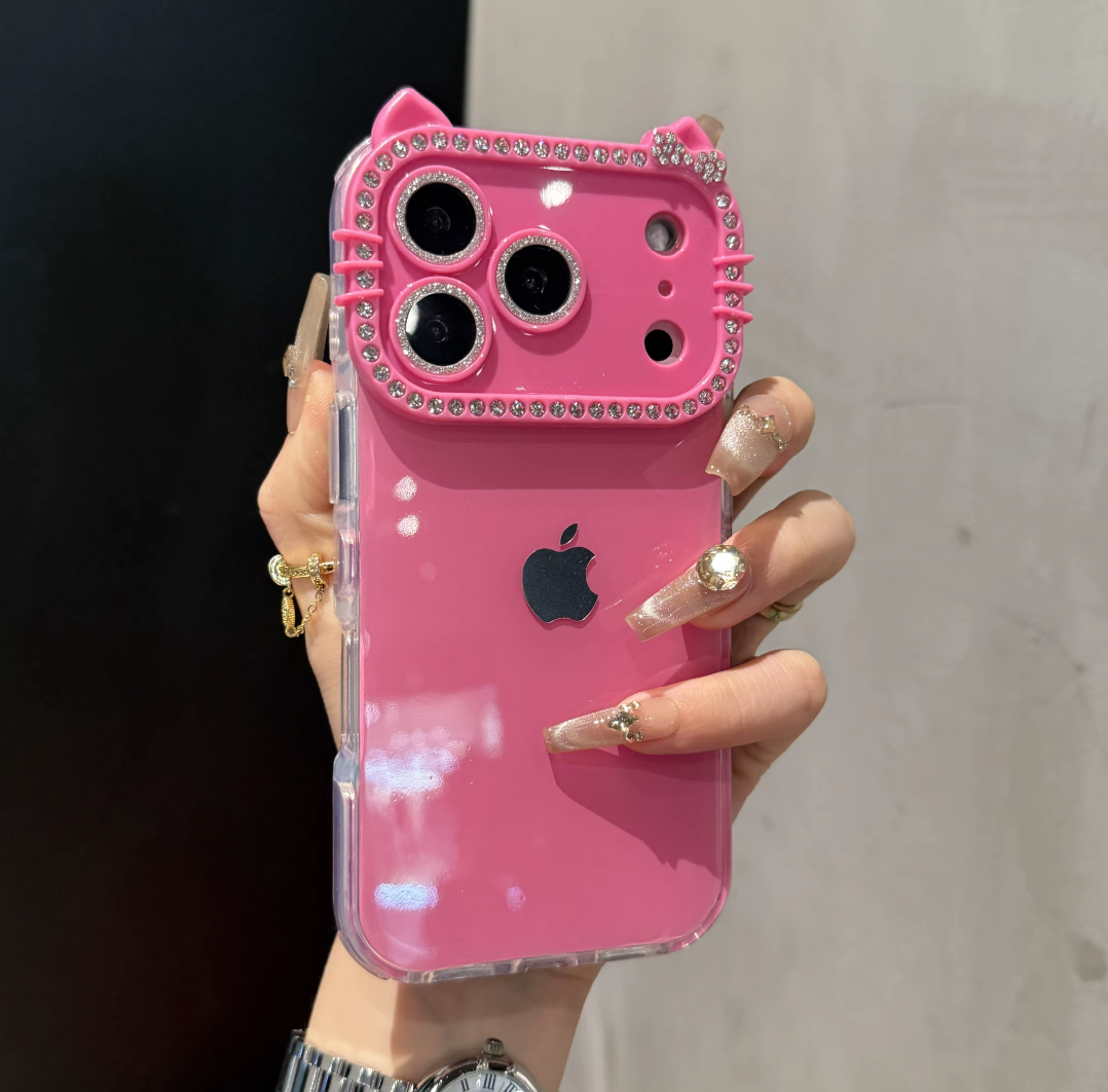 Kitty Rhinestone iPhone Case - Full Protection