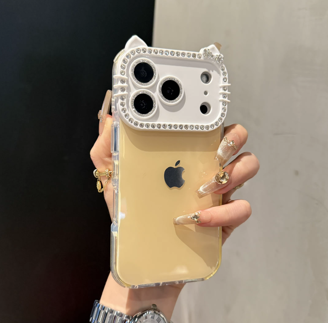 Kitty Rhinestone iPhone Case - Full Protection