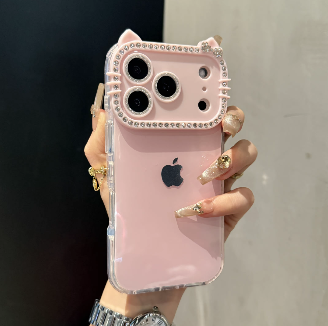 Kitty Rhinestone iPhone Case - Full Protection