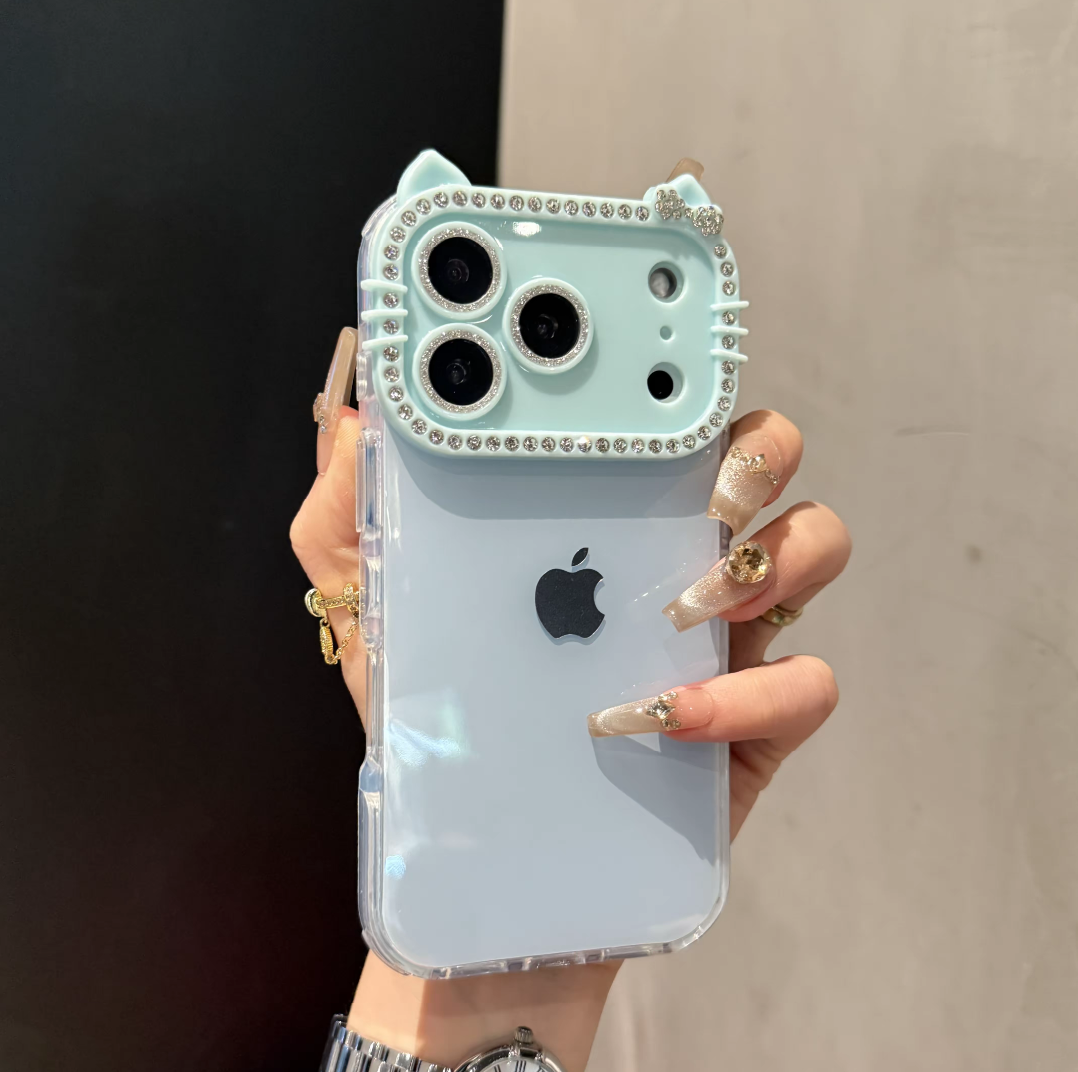Kitty Rhinestone iPhone Case - Full Protection
