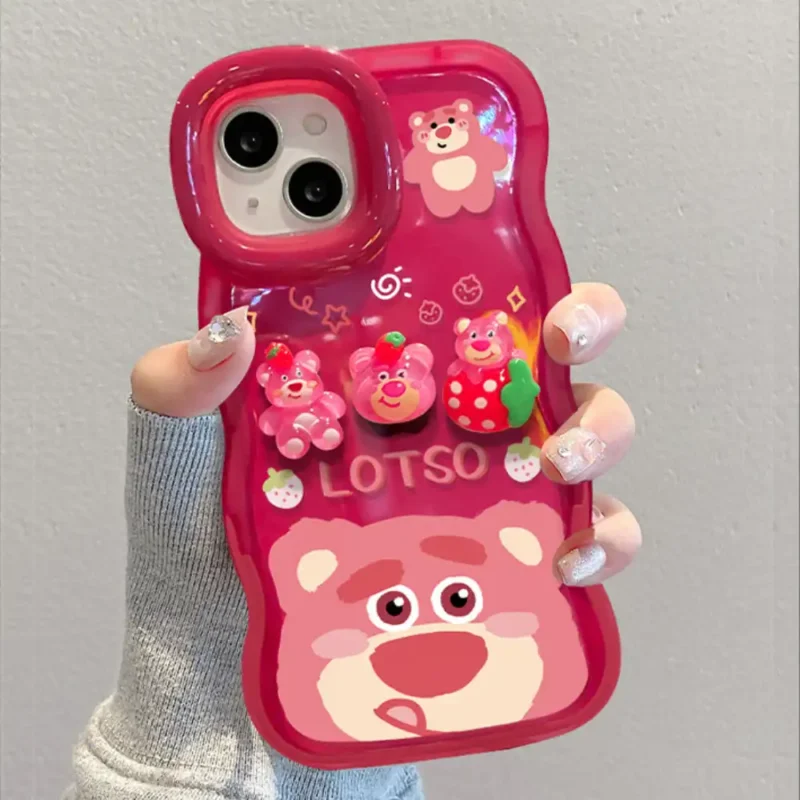 Aesthetic Lotso Bear Phone Case for iPhone - Hidden Foldable Stand Protection Cover 3 Aesthetic Lotso Bear Phone Case for iPhone - Hidden Foldable Stand Protection Cover