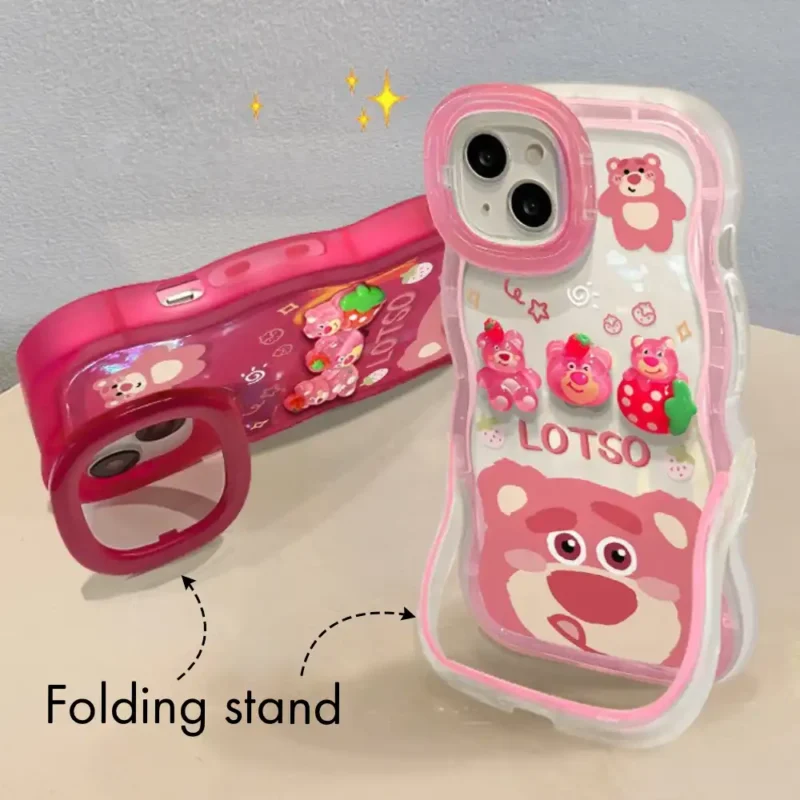 Aesthetic Lotso Bear Phone Case for iPhone - Hidden Foldable Stand Protection Cover 7 Aesthetic Lotso Bear Phone Case for iPhone - Hidden Foldable Stand Protection Cover