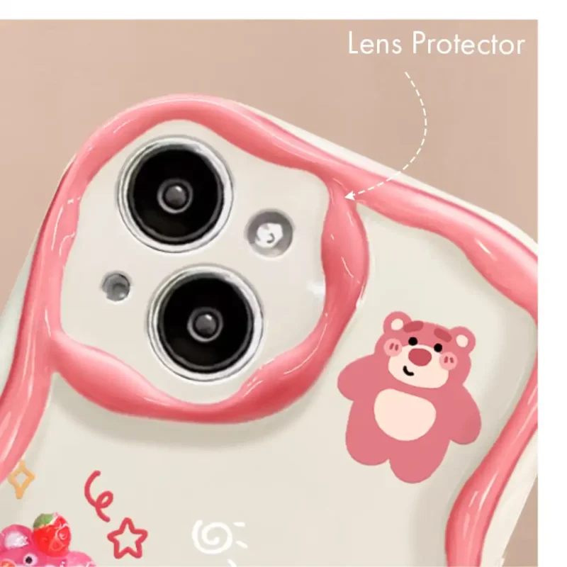 Cartoon Lotso Bear Phone Case for iPhone - Cute Pendant Included
