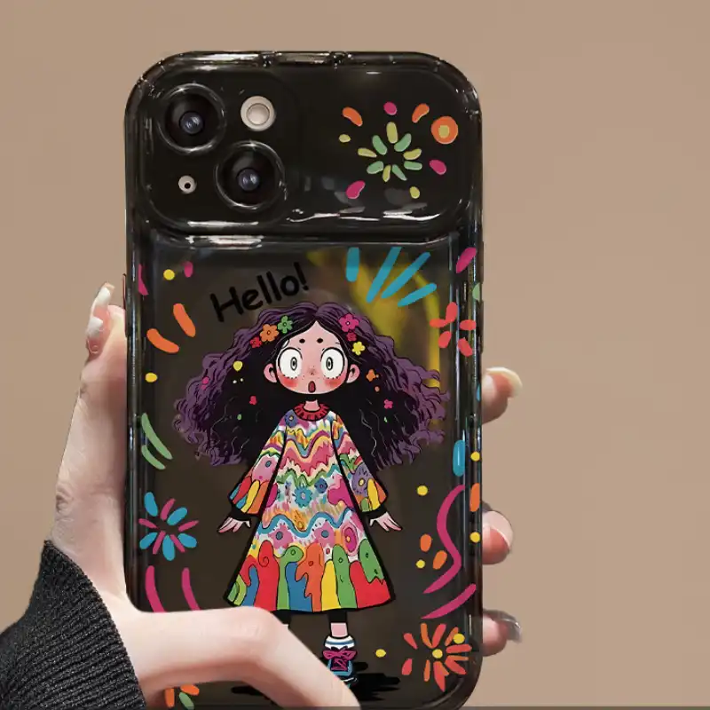 Curly Haired Surprised Girl Pendant Phone Case With Flip Makeup Mirror Lens Protector Back Cover 10 Curly Haired Surprised Girl Pendant Phone Case With Flip Makeup Mirror Lens Protector Back Cover