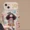 Curly Haired Surprised Girl Pendant Phone Case With Flip Makeup Mirror Lens Protector Back Cover