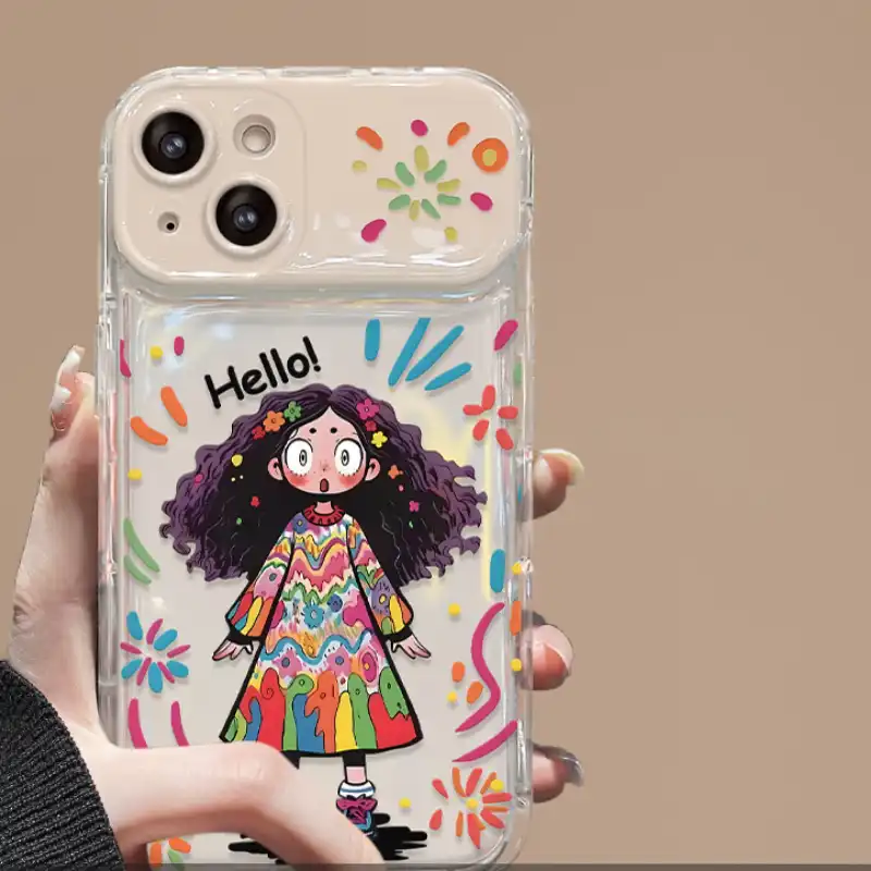 Curly Haired Surprised Girl Pendant Phone Case With Flip Makeup Mirror Lens Protector Back Cover 11 Curly Haired Surprised Girl Pendant Phone Case With Flip Makeup Mirror Lens Protector Back Cover