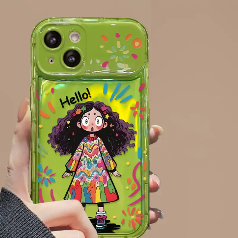 Curly Haired Surprised Girl Pendant Phone Case With Flip Makeup Mirror Lens Protector Back Cover 13 Curly Haired Surprised Girl Pendant Phone Case With Flip Makeup Mirror Lens Protector Back Cover