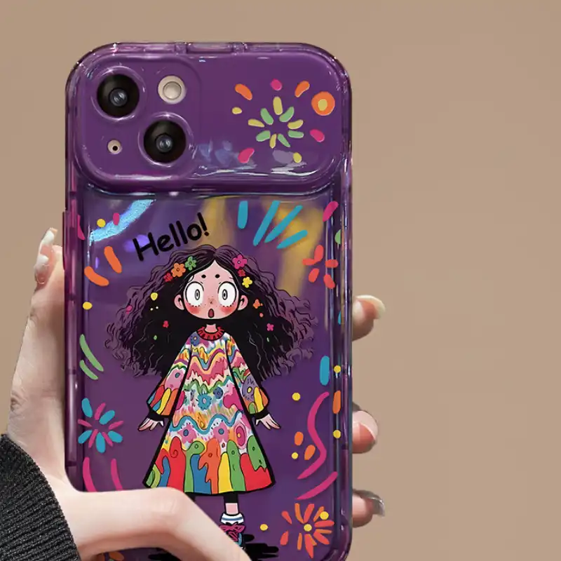 Curly Haired Surprised Girl Pendant Phone Case With Flip Makeup Mirror Lens Protector Back Cover 14 Curly Haired Surprised Girl Pendant Phone Case With Flip Makeup Mirror Lens Protector Back Cover
