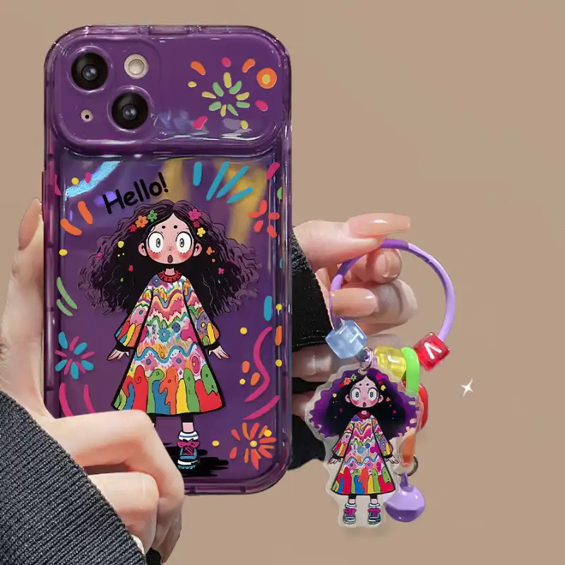 Curly Haired Surprised Girl Pendant Phone Case With Flip Makeup Mirror Lens Protector Back Cover 7 Curly Haired Surprised Girl Pendant Phone Case With Flip Makeup Mirror Lens Protector Back Cover