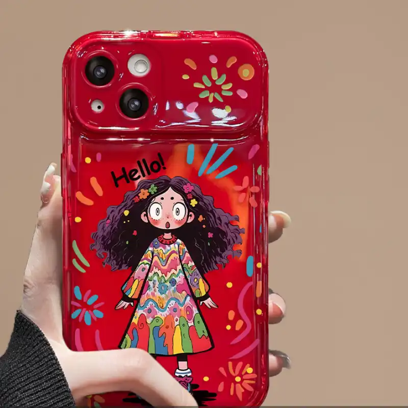 Curly Haired Surprised Girl Pendant Phone Case With Flip Makeup Mirror Lens Protector Back Cover 9 Curly Haired Surprised Girl Pendant Phone Case With Flip Makeup Mirror Lens Protector Back Cover