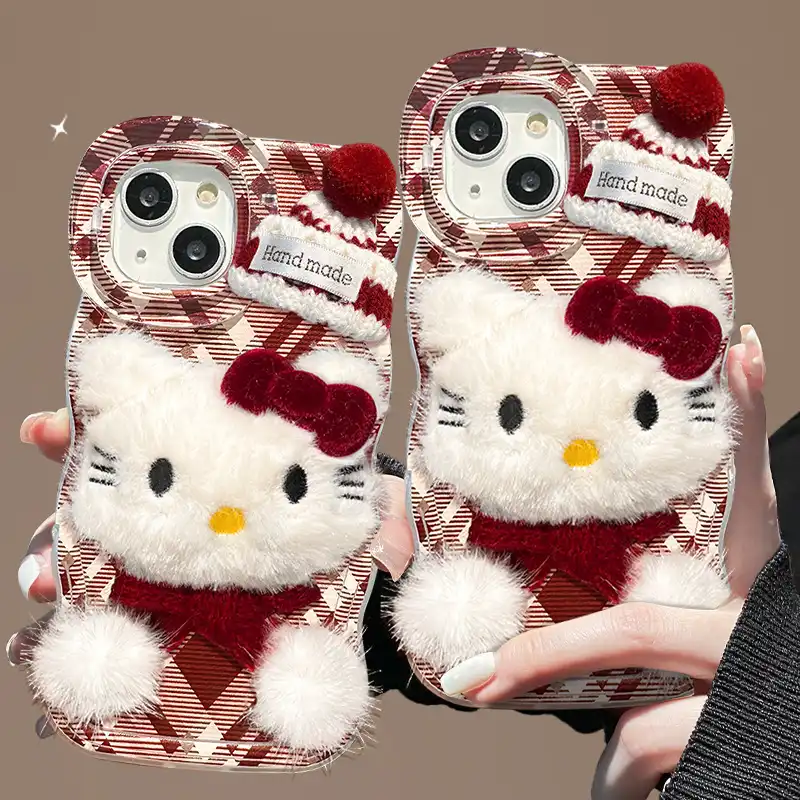 Cute 3D Bow Scarf Kitty Phone Case With Kickstand-11 Cute 3D Bow Scarf Kitty Phone Case With Kickstand