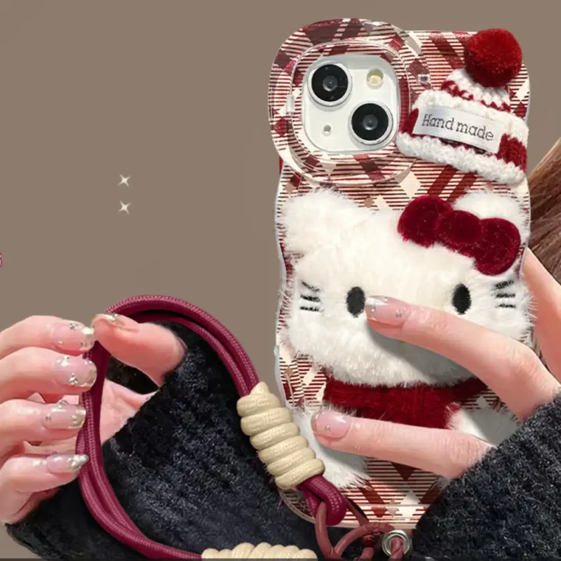 Cute 3D Bow Scarf Kitty Phone Case With Kickstand