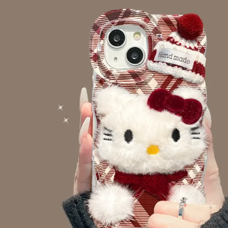 Cute 3D Bow Scarf Kitty Phone Case With Kickstand