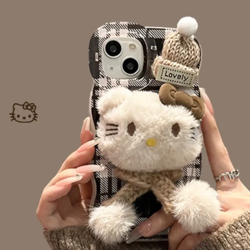 Cute 3D Bow Scarf Kitty Phone Case With Kickstand