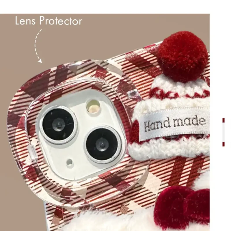 Cute 3D Bow Scarf Kitty Phone Case With Kickstand