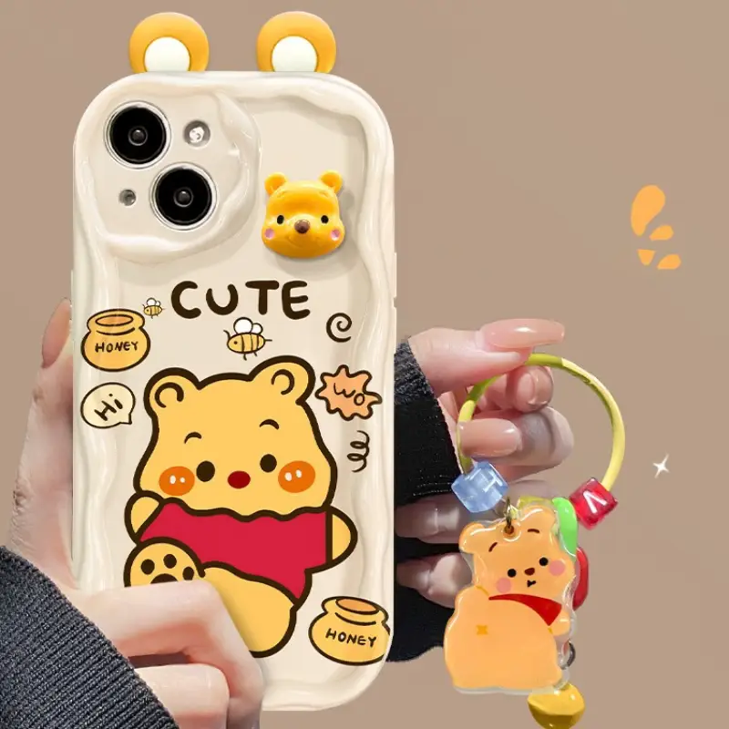 Cute Bear Winnie Pooh Honey Phone Case 4 Cute Bear Winnie Pooh Honey Phone Case With Pendant