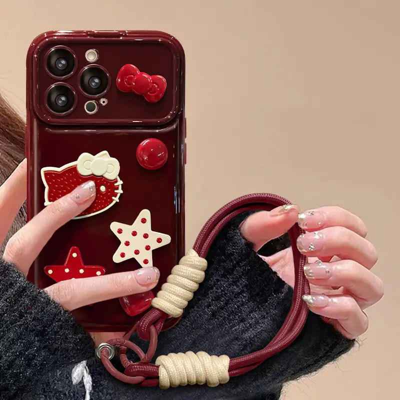Cute Bow Kitty with Flip Mirror Lens Protector iPhone Case