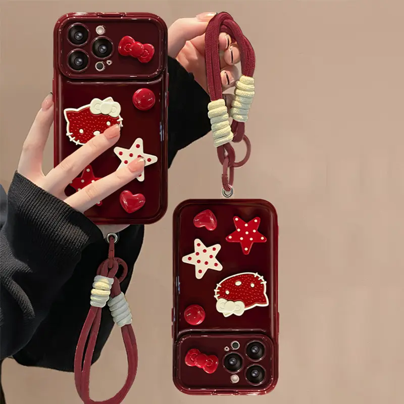 Cute Bow Kitty with Flip Mirror Lens Protector iPhone Case