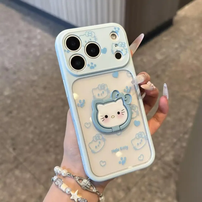 Cute Kitty Flip Stand Phone Case for iPhone Back Cover