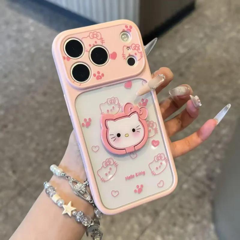 Cute Kitty Flip Stand Phone Case for iPhone Back Cover