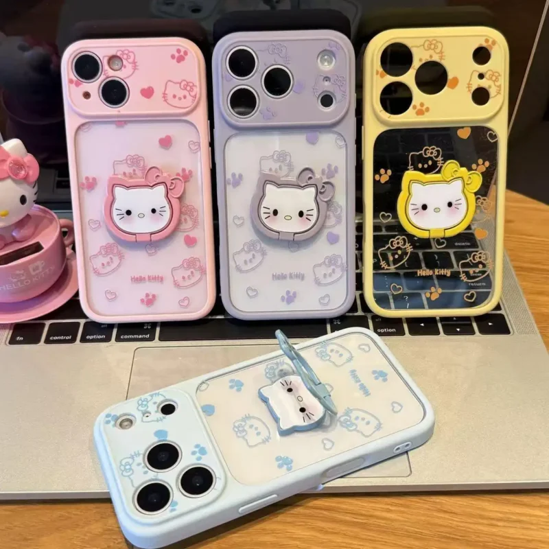 Cute Kitty Flip Stand Phone Case for iPhone Back Cover