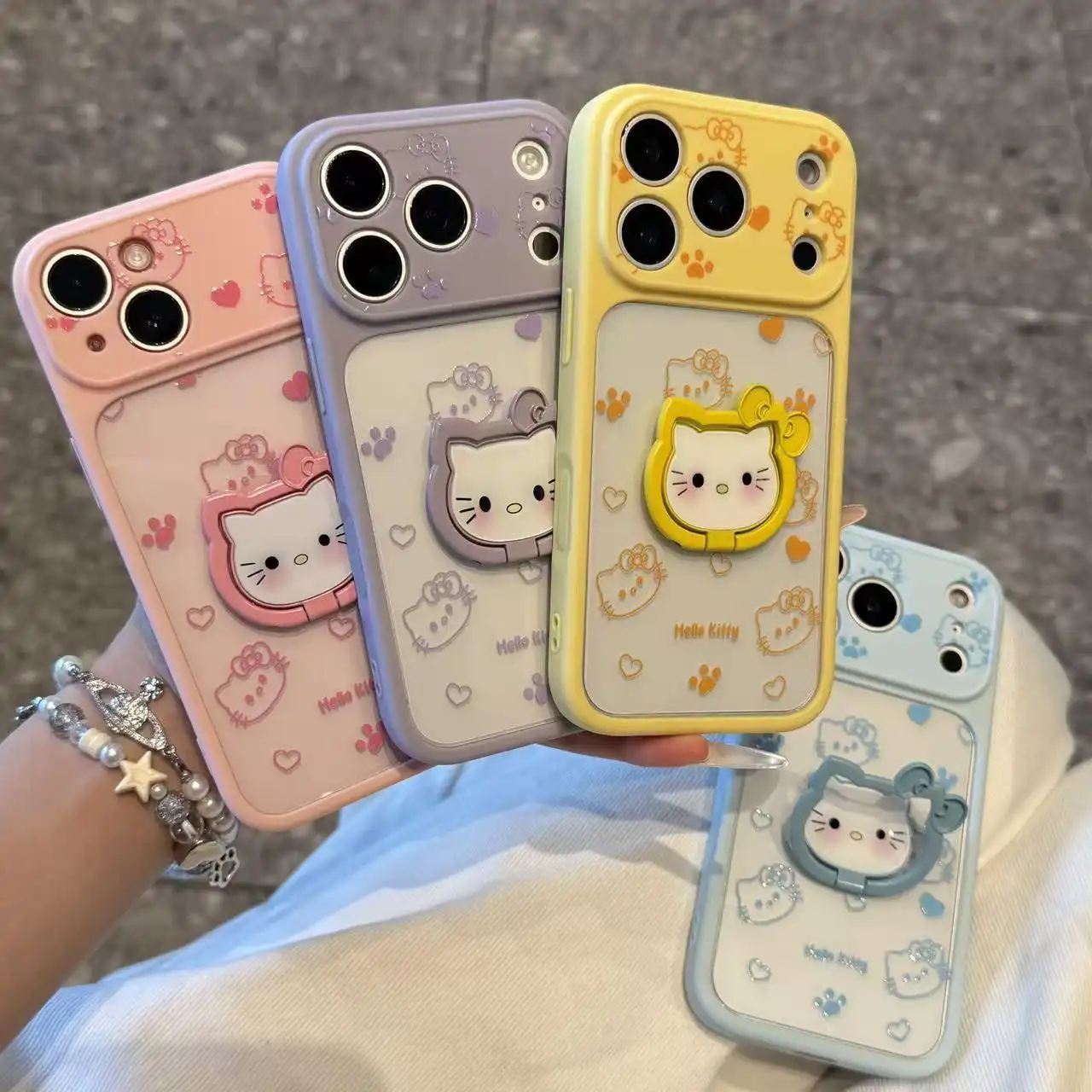 Cute Kitty Flip Stand Phone Case for iPhone Back Cover